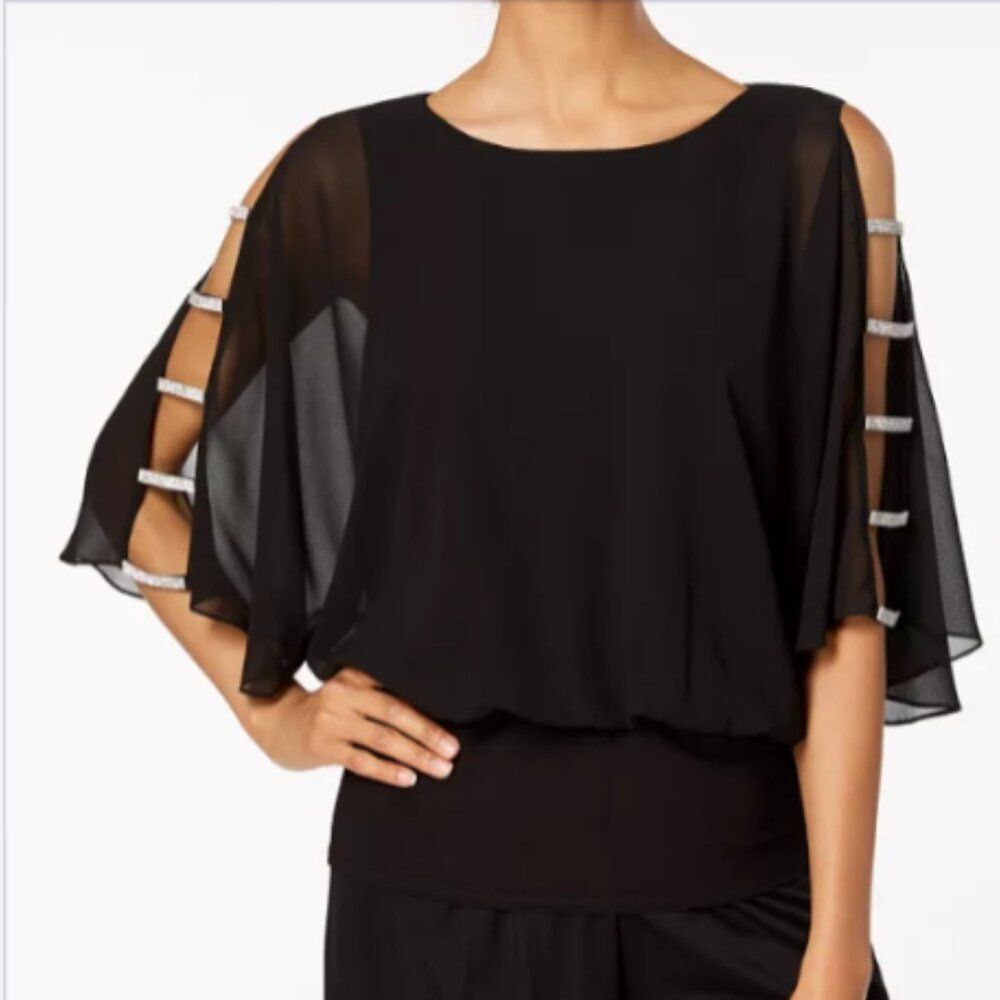 Prelude Rhinestone Open Sleeve Blouse - Size L